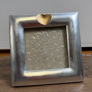 Vintage 1997 Mini Silver Gold Heart Square 4x4 Photo Frame